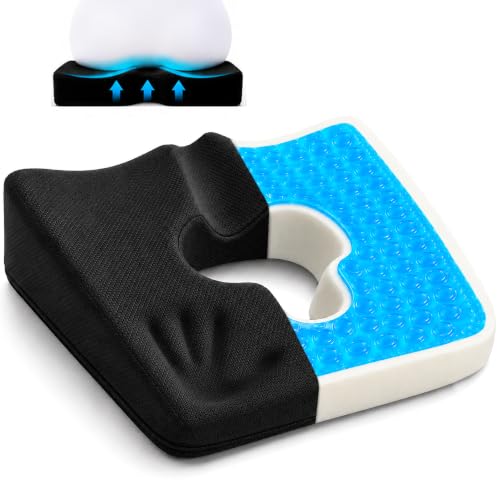 FoKon Gel Wheelchair Seat Cushion,Bed Sore Cushions for Butt,Gel Cushion for Pressure Relief,Donut Pillow for tailbone pain relief,Coccyx,hemorrhoid Pillow,Cushion for Office Chair18'Lx15'Wx3'H(BLACK)