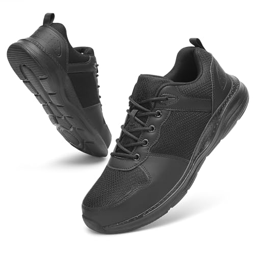 Image of Steel Toe Shoes for Men and Women Lightweight Breathable Puncture Resistant Kevlar Safety Lace-up Sneakers for Industry Warehouse Work Utility Shoes (Black, Adult, Men, 10.5, Numeric, US Footwear Size System, Medium)