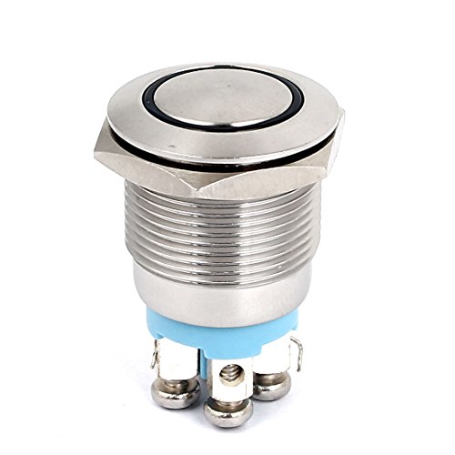 Aexit 12V 19mm Switches Blue LED Lamp SPST Momentary Pushbutton Switch Pushbutton Switches Panel Mount