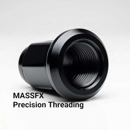 Image of MASSFX 16-Pack Durable Black 14mm Hex Lug Nuts, 32mm Length, & 10x1.25 Thread - Heavy Duty Replacement Lug Nuts for Golf Cart Wheels, Fits Most EZGO, Club Car & Yamaha Golf Cart Wheels