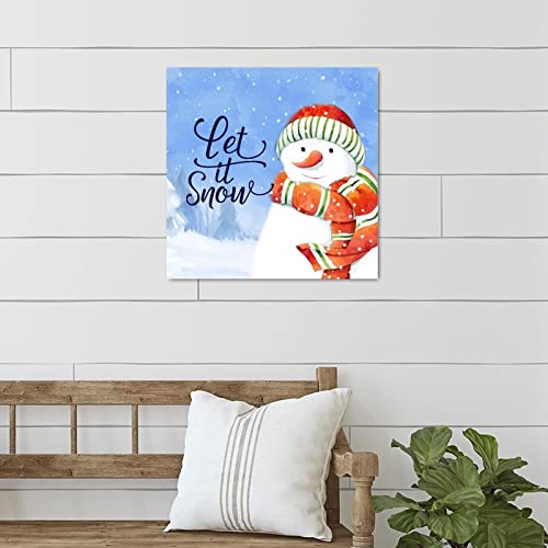 Panneau en bois de ferme Let It Snow avec impression primitive durable 40cm - 4