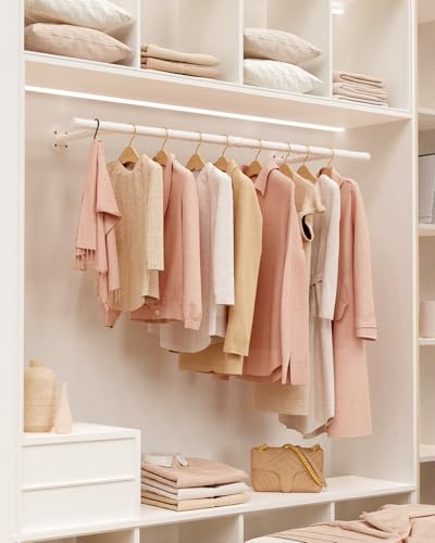 GUOHNHE Kleiderständer für die Wand, Platzsparend Kleiderstange, Wandregal Küchenregal, Garderoben Stange Industrial aus Metall, Decken-Montage, für Kleine Zimmer, 121 cm, 1 Set, Weiß, SG121W-1