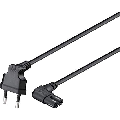 Goobay 73020 Netzkabel Eurostecker auf 2-Polig Doppelbuchse Gewinkelt für Sonos Play, Monitore, Radios, 3m schwarz