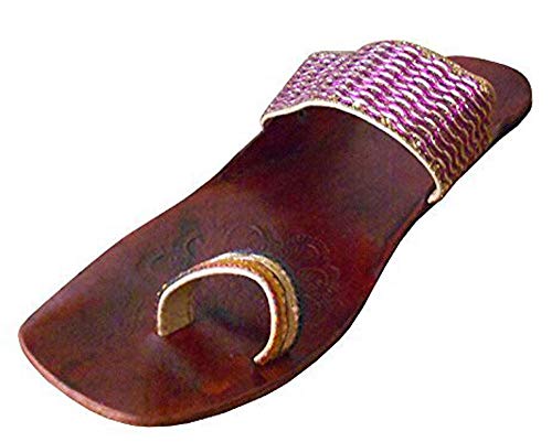 Chaussons en cuir artisanaux avec broderie ethnique indienne de luxe