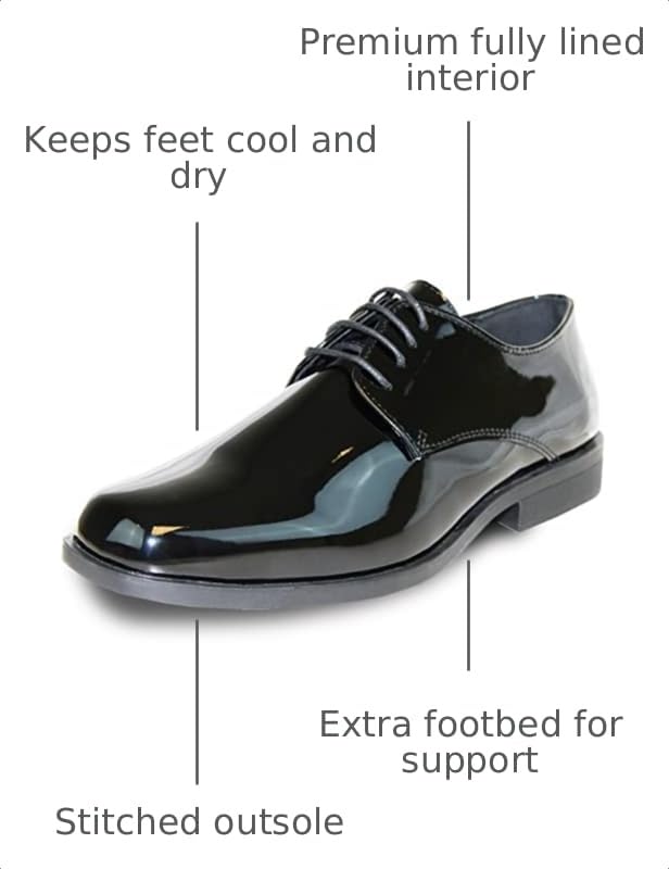 Image of VANGELO Men Dress Shoe TAB and Tux Oxford Formal Tuxedo for Prom Wedding Uniform Medium and Wide Width Black Grey Ivory White Patent