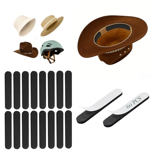 Image of Hat Size Reducer Self Adhesive Foam Tape 60 Pack for Cowboy Hat | Self-adhesive foam inserts resize loose hats, fit fedora & baseball cap; soft foam padding adjusts hat circumference easily