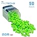 Flents Protechs Foam Ear Plugs, 50 Pair for Sleeping, Snoring, Loud Noise, Traveling, Concerts, Construction, Studying, Work, Shooting, Contour to Ear, NRR 33, Noise Cancelling, Green, Made in the USA