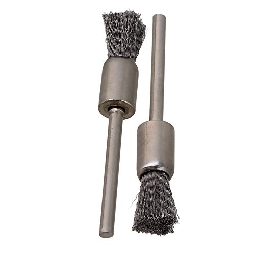 Image of ETFBUY 10PCS Silver 8mm Stainless Steel Extended Pen Shape Wire Brush Sweeping for Compatible Rotary Tool