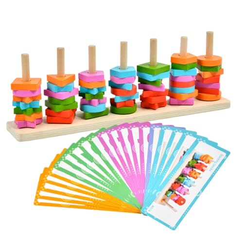 Jeux de tri et d'empilage en bois pour développer la motricité fine des petits
