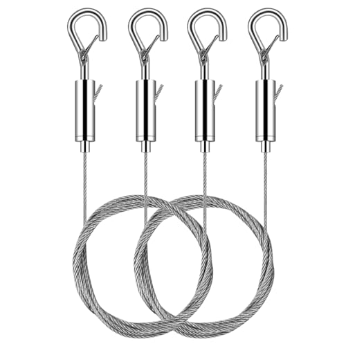 Image of 2PCS Picture Hanging Wires, 1m*1.5mm Adjustable Wire Picture Hanging Kit, Mirror Frame Hanging Kit for Photo Frame Picture Artwork, Mirror Hanging, Holds up to 66 lbs. (A-1M-2PCS), ‎Silver