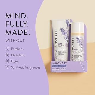 The Honest Company 2-in-1 Cleansing Shampoo and Body Wash Face Lotion Bundle, Gentle for Baby, Naturally Derived, Lavender Calm, 18.5 fl oz