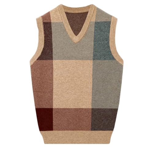 Men's Casual Wool V-Neck Sleeveless Sweater Vest Spring Daily Basic Warm Pullover3