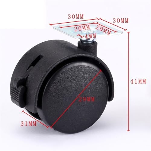 Roulettes de meuble silencieuses de 30 mm avec frein de protection
