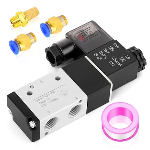 Électrovanne électrique 1/4 12V avec corps en aluminium robuste 3V210-08