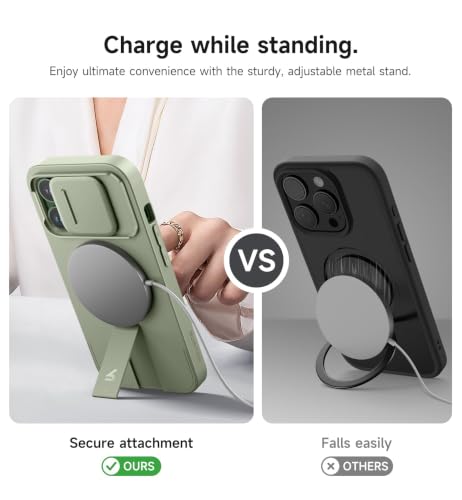 Image of SURITCH for iPhone 13 Pro Case with Magnetic Camera Slide Cover and Adjustable Kickstand, Compatible with MagSafe, Shockproof Bumper Case Slim Protective Cover for iPhone 13 Pro 6.1 Inch, Green