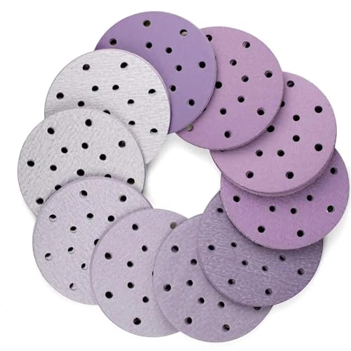 Paquete de 50 discos de lijado de 6 pulgadas y 17 orificios, papel de lija surtido de grano 60-10000, gancho y bucle en seco y húmedo for LIJADORA Orbital aleatoria(400)