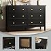 CARPETNAL Black Dresser for Bedroom, 6 Drawer Dresser with Wide Drawer and Metal Handles, Wood Dressers & Chests of Drawers for Hallway, Entryway.