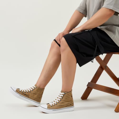 Image of yageyan Men's High Top Canvas Sneakers Fashion Lace up Walking Shoes Casual Classic