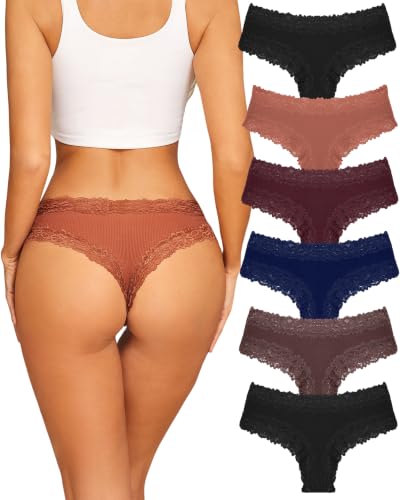 Image of Womens Cotton Underwear Sexy Lace Brazilian Panties Soft Bikini Ladies Pack