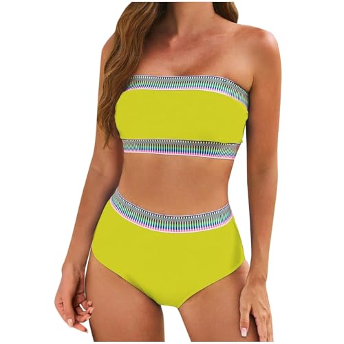 Traje De Baño para Mujerr Conjunto Moda Natacion Basicas Regalos para Base Slim Fit Casual Bañador Reductor Mujer Vientre Plano Sexy Elegantes Camisetas Basicas Hoodie Elasticos Verano Amarillo XL