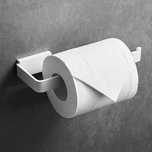 WOMAO Tenedor de Papel higiénico Pintado Blanco Moderno Blanco, Tenedor del Tejido del Rollo, Perforación de Acero Inoxidable Macizo montado en la Pared Colgando Accesorios WC Cover