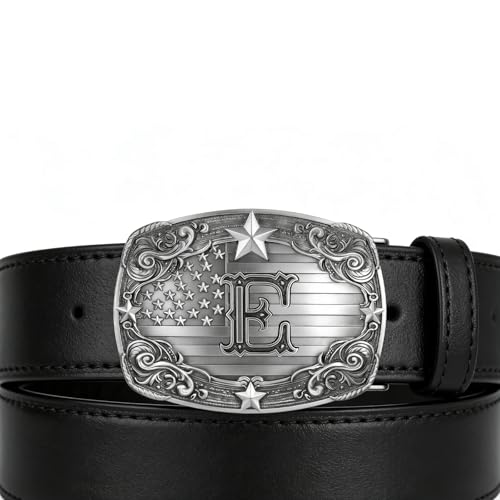 Image of Western Belt Buckle for Men Vintage Cowboy Rodeo Texas Initial Letter ABCDJMR to Z Belt Buckles