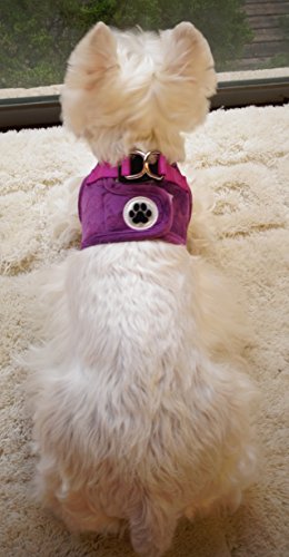 Purple Lovely Heart Print Fleece Padded Soft Dog Harness Safe Harness Winter Pet Harnesses For Small Dogs,Medium Size #TOP7