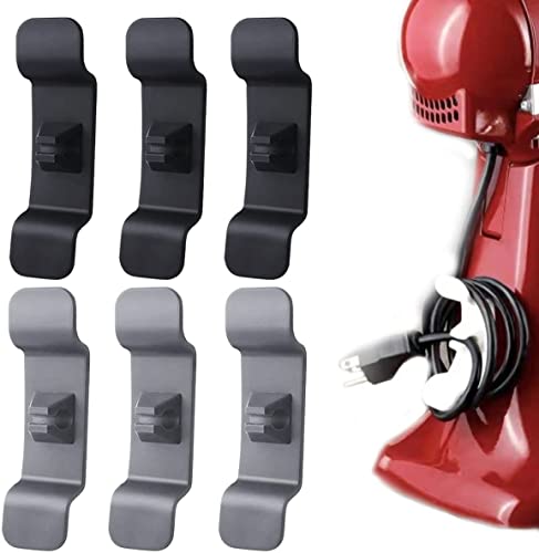 Growvp Lot de 6 organiseurs de câbles pour appareils électroménagers, rangement de câbles pour mixeur, cafetière, friteuse à air, bouilloire, grille-pain, etc. (3 noirs + 3 gris)