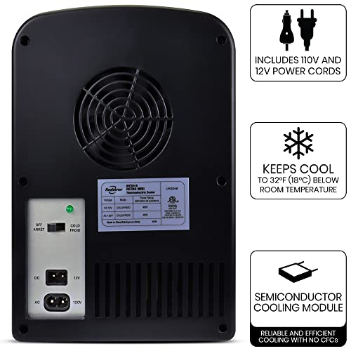 Koolatron KRT-PARENT Retro Mini Fridge For Bedroom Skincare Office Small Refrigerator 4L Fridge Mini Refrigerator Portable Cooler Dorm Fridge Personal Cooler 12V Ac Desktop Accessory Travel Black thumb #4