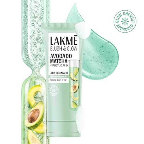 Image of LAKME Blush & Glow, Jelly Face Wash, 150 g, for Hydrated and Comfortable Skin, with Avocado Matcha & Salicylic Acid