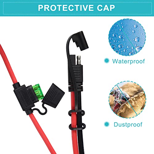 2Ft Sae To O Ring Terminal Harness 10Awg - Eyelet O-Ring Terminal 10Gauge Harness With 30A Fuse,Battery Trickle Charger Cable For Motorcycle,Sae 2 Pin Connector Quick Connect/Disconnect Charging Cord #TOP5