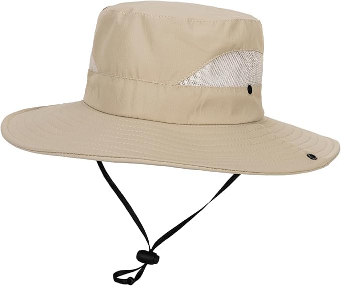 Kids-Summer-Sun-Hat - Wide-Brim UV-Protection Quick-Dry Beach-Bucket-Hat for Fishing Camping Travel (5-10 Years)
