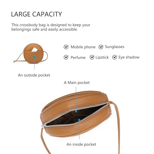 Image of Circle Crossbody Bag for Women NYLON Circle Purse with Zipper Adjustable Knot Shoulder Straps