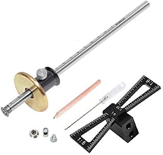 Dovetail Jig Wheel Marking Gauge Tool Set, 1 Bearing Wheel Cutter for Soft Wood, 1 Locked Wheel Cutter for Hardwood,1 Screwdriver,1 Woodworking Pencil,Inch & MM Scale Imperial Ruler(Grey)