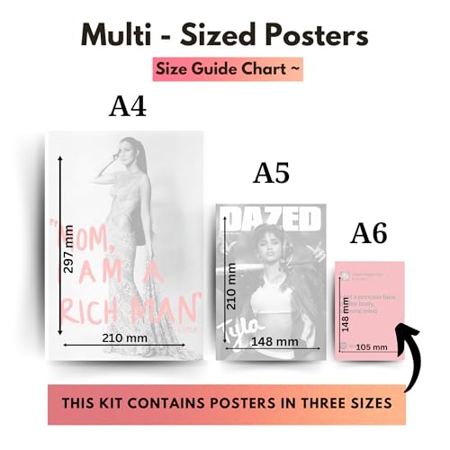Image of Yellow Town India Mom I'm The Rich Man Multi Sized Wall Poster Kit | Set of 21 (4 A4, 8 A5, 9 A6) | Bold Feminine Vision Board Room Decor | 300 GSM Glossy Prints with Wall-Friendly Adhesive | Bedroom, Hostel & Apartment