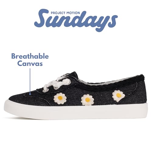 Image of Sundays Canvas Sneakers Women - Memory Foam Insole with Breathable Canvas Shoes for Women Footwear - Non-Slip with Lightweight and Comfortable Womens Sneakers