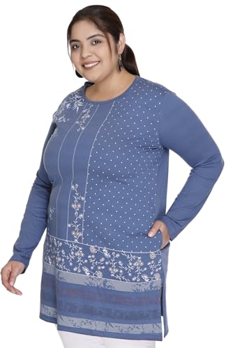 Image of Women Printed Full Sleeve Cotton Tshirt with Side Slits & Pocket | Small - 7XL Size