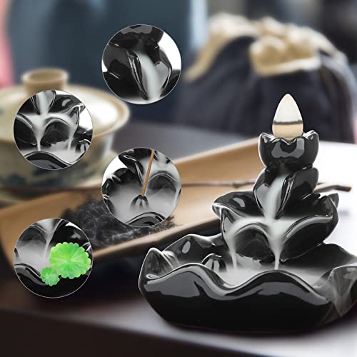 Dk177 Incense Holder Waterfall Incense Burner Ceramic Backflow Zen Incense Fountain Machine Diffuser Burner Cone Holder For Spiritual Aromatherapy Gifts Set Home Decor With 20 Cones #TOP3