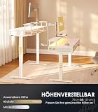 OffiGo Biurko elektryczne z regulacją wysokości, 120 cm, z 2 szufladami, biurko ze stojakiem na monitor i półką na klawiaturę do biura, białe