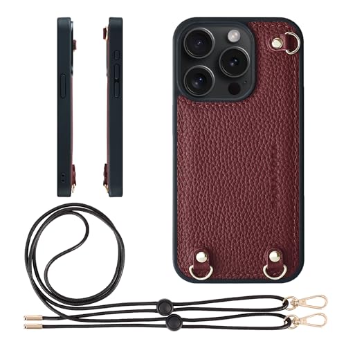 HANATORA for iPhone 15Pro �P�[�X MagSafe �Ή� �{�v �ϏՌ� �o���p�[�^ �X�}�z�P�[�X �X�}�z �V�����_�[�X�g���b�v �t�� �V�������N���U�[ �M�t�g �}�O�Z�[�t�Ή� ���C�� D3GZ-15Pro-Wine