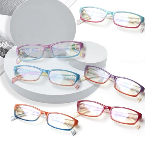 Image of Kerecsen Computer Reading Glasses for Women Blue Light Blocking Glasses for Reading Fashion Pattern Print Eyeglasses for Womens(Mix Color -5, 6.00)