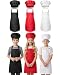 Chengu 6 Pieces Kids Chef Hat Apron Set, Boys Girls Adjustable Cotton Aprons Kitchen Bib Aprons with 2 Pockets for Kitchen Cooking Baking Wear (Large , Color 1)