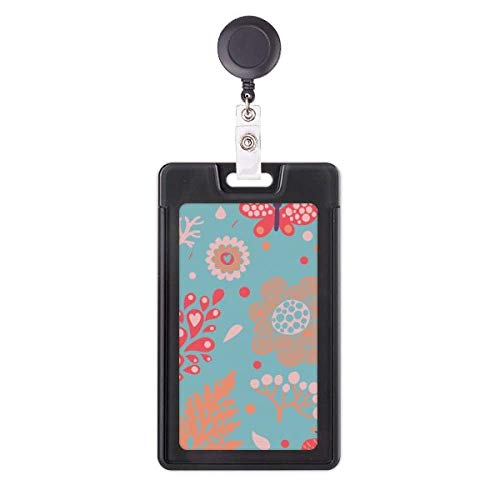 Porte-badge rétractable fleurs bleues au design élégant et finition soignée