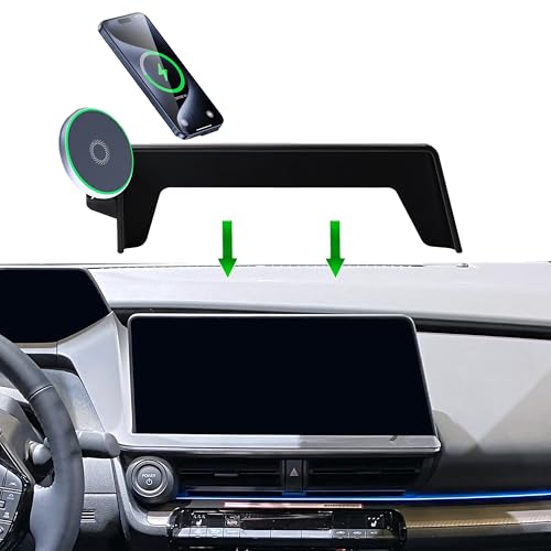 AbeeyGeomarn Car Phone Holder for 2023 2024 2025 Toyota Prius Accessories 15W Fast Wireless Charger Screen Fixed Clip Cell Phone Mount Hands-Free 360 Degree Rotation (12.3 Inch)