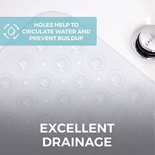 Home Genie Bathtub Mat, Strong Grip Mats For Shower Tub, Bpa Free Soft Pebble Texture With Drainage Holes, Bathmats For Inside Showers Floor, Suction Cup Grips Bath Floors, Bathroom, 31X15, Clear #TOP4