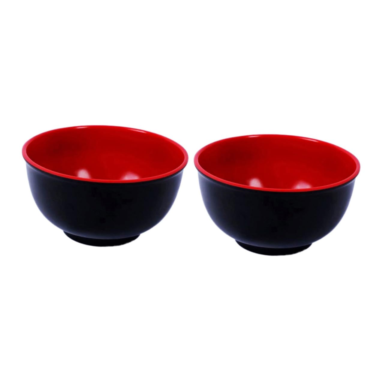 OFFSCH 2Pcs Black and Red Bowls Imitation Porcelain Rice and Soup Tableware for Home and Restaurant Use and Lightweight Design