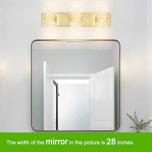 Image of Bathroom Vanity Light Fixture, Modern Brushed Gold LED Vanity Light, Dimmable 19W LED Wall Sconce Lighting for Bathroom, Bedroom, Perfect for Makeup & Shaving