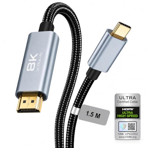 Image of Basesailor HDMI to USB-C Cable 1.5M (4.9ft), 4K UHD Type-C to HDMI Adapter Cable for Monitor & TV, USB C to HDMI Cable for Laptop /Phone, HDMI Cable Type C USB Connector Compatible Devices by AIL-KIN