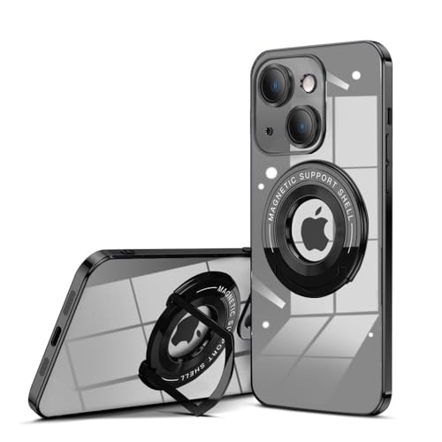 Coque iPhone 15 MagSafe transparente avec béquille de support d'objectif arrière