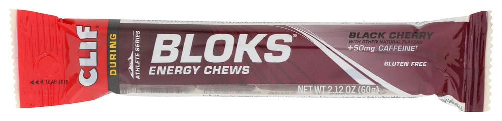 Clif Bar Shot Bloks Electrolyte Chews With 60g Caffeine Black Cherry 6 Chews (9 Pack)